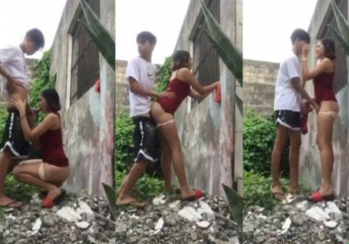 Địt nhanh ngoài vườn với chị già hàng xóm
